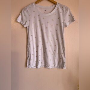 NEW NWT Womens GAP Short Sleeve Crewneck T-Shirt ForeverSoft White Gold Floral